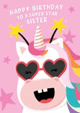Cute Birthday Card - Sister - Unicorn created by Macie Dot Doodles