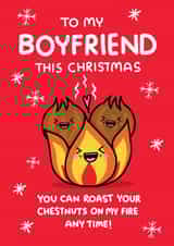 Funny and Rude Christmas Card - Boyfriend - Roast Chestnuts created by NICHOLA COWDERY ILLUSTRATIONS 