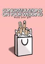 Rude - Wedding Card - V Fingers - Bride and Groom created by fyou cards