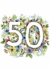 50th Floral Birthday Card, Anniversary Card created by Erin Marie Scott
