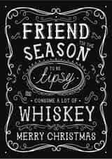 Fun Christmas Card - Friend - Jack Daniels Whiskey created by la la la Designs