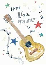 Traditional Birthday Card - 16th - Guitar created by Katie Phythian Design