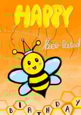Very Cute Belated Happy Birthday Card - Bee - Happy Bee-lated Birthday created by WimCards