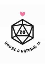 Cute Anniversary Card - Dungeons and Dragons - Natural 20 created by Lynsey Luu