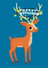 Cute Christmas card - Reindeer Lights created by Sophie Kent Illustration