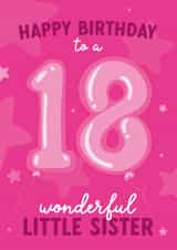 Cute Birthday Card - Little Sister - 18th created by Wiggle and Wonder