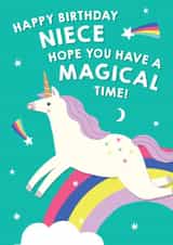 Cute Birthday Card - Niece - Unicorn Rainbow created by Pixie Studio