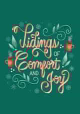 Traditional Pretty Christmas card - Tidings of Comfort and Joy - Snowflakes created by Angelicabydesign