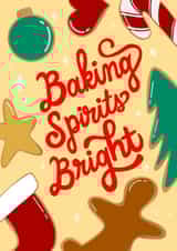 Cute Christmas card - Baking Spirits Bright - Gingerbread cookies created by Angelicabydesign