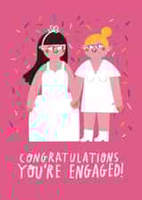 Cute Engagement Card - Lesbian - You're Engaged! created by Alice Mole Illustration