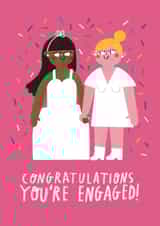 CuteCute Engagement Card - Lesbian - Interracial - You're Engaged! created by Alice Mole Illustration