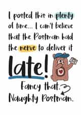 Funny Birthday Card - Belated - Naughty Postman created by And You Can Quote Me