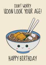 Funny  Birthday Card - Udon Noodles - Kawaii Food created by @Cupsie's Creations