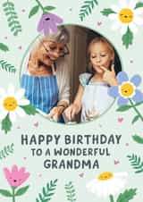 Personalised Birthday Photo Card created by Macie Dot Doodles - Grandma flowers Birthday Personalised Photo Card 4057