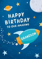 Grandson Birthday Card - Rocket - Space created by Macie Dot Doodles