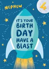 4th Birthday Card for Nephew - Rocket Have a Blast created by Macie Dot Doodles