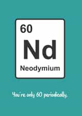 Geeky 60th Periodic Table Element Birthday Card Neodymium created by Matt Facer