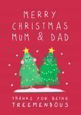 Cute Christmas Card - Parents - Treemendous created by Painted Parasol Studio
