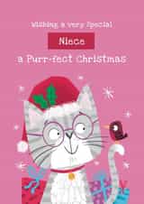 Cute and Funny Christmas Card - Purrfect Niece created by Hannah Jayne Lewin