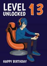 Funny Birthday Card - Level Unlocked - 13th - Anime created by @Cupsie's Creations