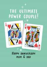Cute Anniversary Card for Mum & Dad - Playing Cards - Ultimate power couple created by Lucy Marie Design
