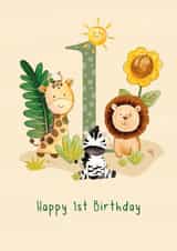Cute Birthday Card - 1st - Safari Animals created by Melissa Doodles