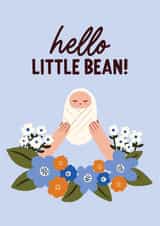 Hello Little Bean! | Blue | A sweet and funny card to celebrate a new baby. created by Hello Elks