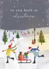 Pretty Christmas Card - Both of You - Ice Skating Scene created by Making Meadows Ltd