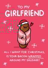 Rude and Funny Christmas Card - Girlfriend - Pig's in Blankets created by NICHOLA COWDERY ILLUSTRATIONS 