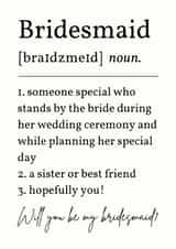 Bridesmaid Proposal Card - Dictionary Definition created by Sundiva Designs
