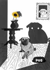 Funny pug card created by C.W ILLUSTRATIONS 