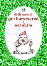 Cute funny Christmas card - piggy created by crackerjack