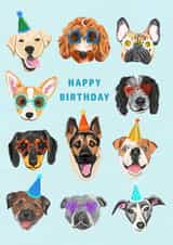 Cute and Funny Birthday Card - Dogs in Sunglasses created by Evie Warren Illustration