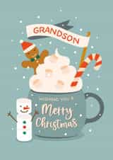 Cute Christmas Card - Grandson - Hot Chocolate created by The Pattern Press