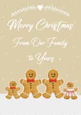 Cute Christmas Card - Our Family to Yours - LGBTQ+ - Two Dads with Son and Daughter created by Mo&Co