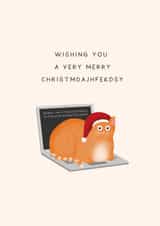 Funny Christmas Card - Cat On Laptop created by Studio Mads