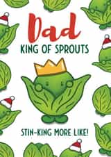 Funny Christmas Card - Dad - King of Sprouts created by Bev O'Connor || @oconnordesign
