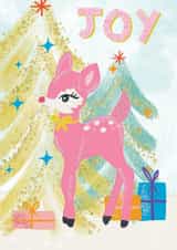 Retro Christmas Card - Joy - Pastel Reindeer created by Sweetlove Press