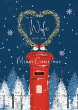 Pretty Christmas Card - Wife - Postbox and Robins created by Rebecca Prinn