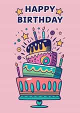 Fun Birthday Card - Funky Birthday Cake created by Big Squeak