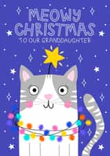 Cute Christmas Card - Granddaughter - Cat Pun created by Ludicrous Prints