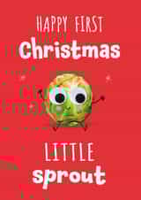 Baby's First Christmas - cute funny sprout card to send kids - 1st Christmas created by Sah Bear Designs