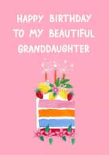 Classic Birthday Card - Beautiful Granddaughter - Cake created by Naughty Nice