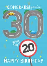 Happy 30th Birthday - Speed Limit Card created by Sian Moore Illustration