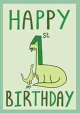 1st Birthday Card - Cute Illustrated Dinosaur Design created by Michael.R.Brown