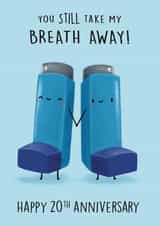 Cute and Funny Anniversary Card - Asthma Inhaler - 20th created by Sophie Kent Illustration