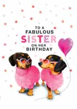 Cute Birthday Card - Sister - Dachshund created by Hot Dog greetings