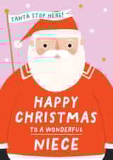 Cute Christmas Card - Santa - Happy Christmas to a Wonderful Niece created by Pixie Studio