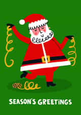 Funny Christmas Card - Dancing Santa Claus Ribbon created by Lucy Maggie Designs