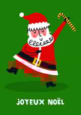 Funny Christmas Card - Dancing Santa Claus Candy Cane created by Lucy Maggie Designs